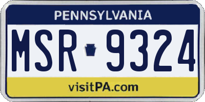 PA license plate MSR9324