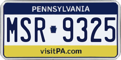 PA license plate MSR9325