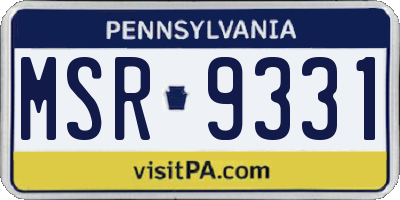 PA license plate MSR9331