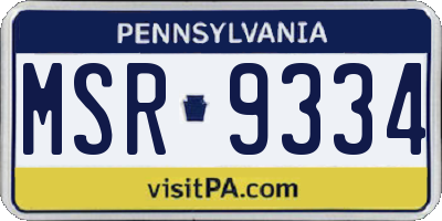 PA license plate MSR9334