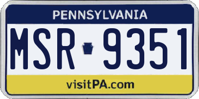 PA license plate MSR9351
