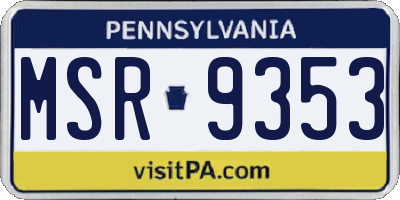 PA license plate MSR9353