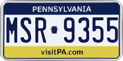 PA license plate MSR9355