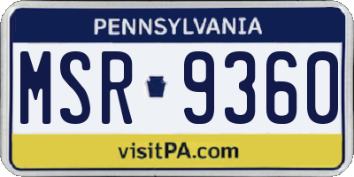 PA license plate MSR9360