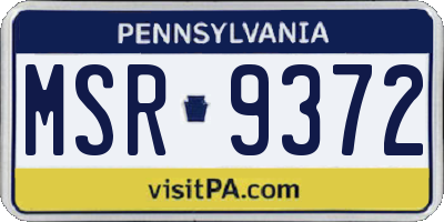 PA license plate MSR9372