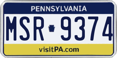 PA license plate MSR9374