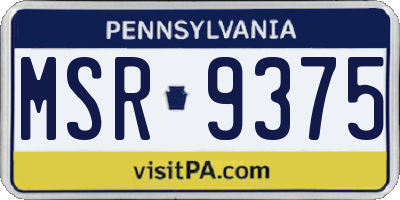 PA license plate MSR9375