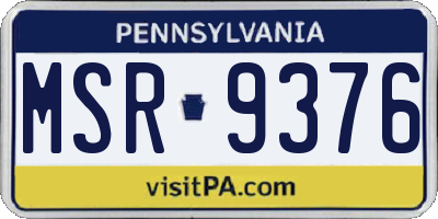 PA license plate MSR9376