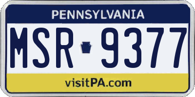 PA license plate MSR9377