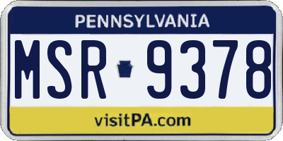PA license plate MSR9378