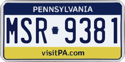 PA license plate MSR9381