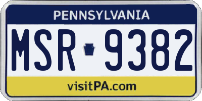 PA license plate MSR9382