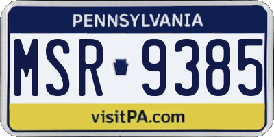 PA license plate MSR9385