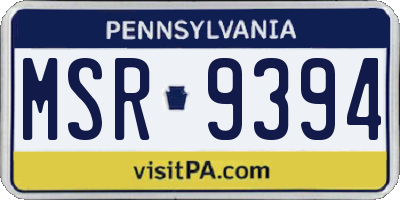 PA license plate MSR9394