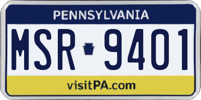 PA license plate MSR9401