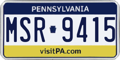 PA license plate MSR9415