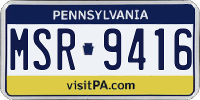 PA license plate MSR9416