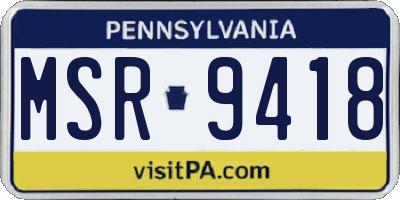 PA license plate MSR9418