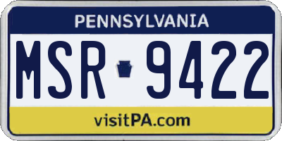 PA license plate MSR9422