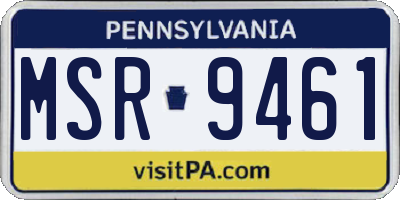 PA license plate MSR9461