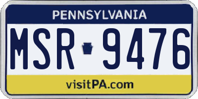 PA license plate MSR9476