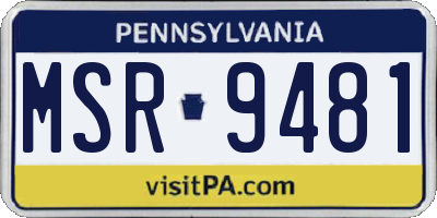 PA license plate MSR9481