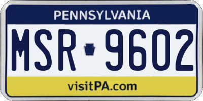 PA license plate MSR9602