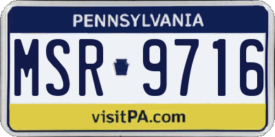 PA license plate MSR9716