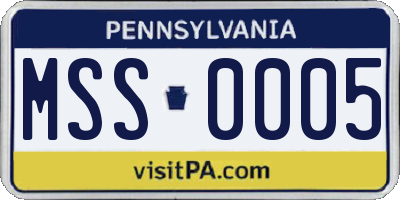 PA license plate MSS0005