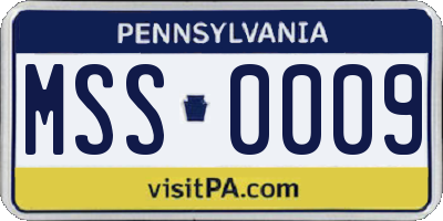 PA license plate MSS0009