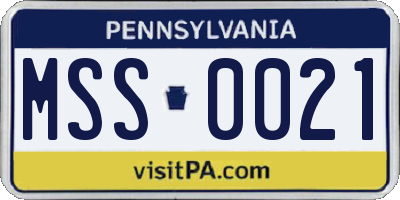 PA license plate MSS0021