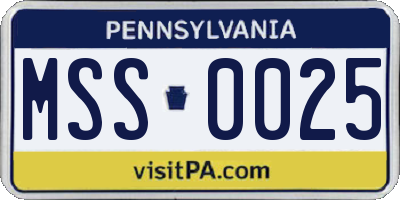 PA license plate MSS0025