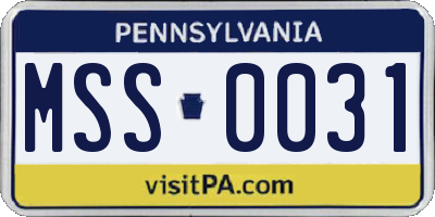 PA license plate MSS0031