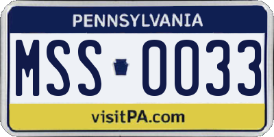 PA license plate MSS0033