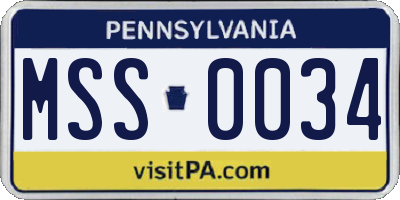 PA license plate MSS0034
