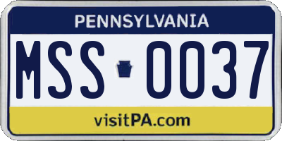 PA license plate MSS0037