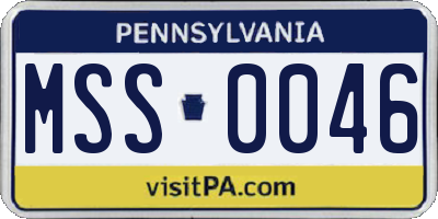 PA license plate MSS0046