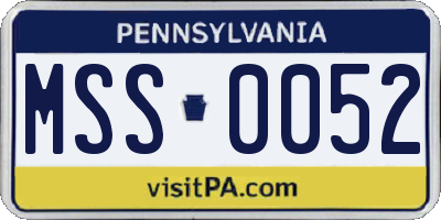 PA license plate MSS0052