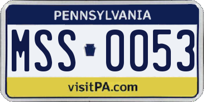 PA license plate MSS0053