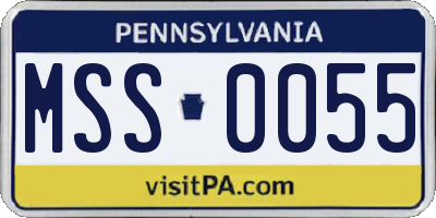 PA license plate MSS0055