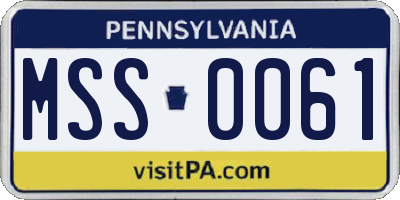PA license plate MSS0061