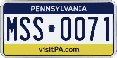 PA license plate MSS0071