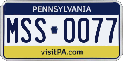 PA license plate MSS0077