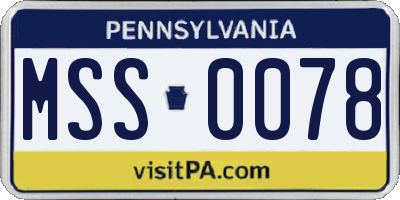 PA license plate MSS0078