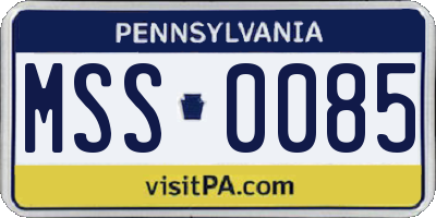 PA license plate MSS0085
