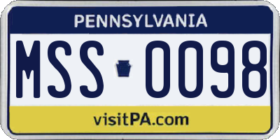 PA license plate MSS0098