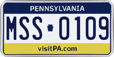 PA license plate MSS0109
