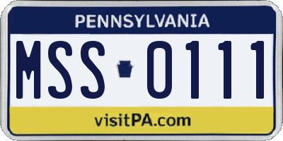 PA license plate MSS0111