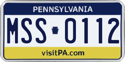 PA license plate MSS0112