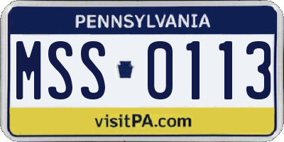 PA license plate MSS0113